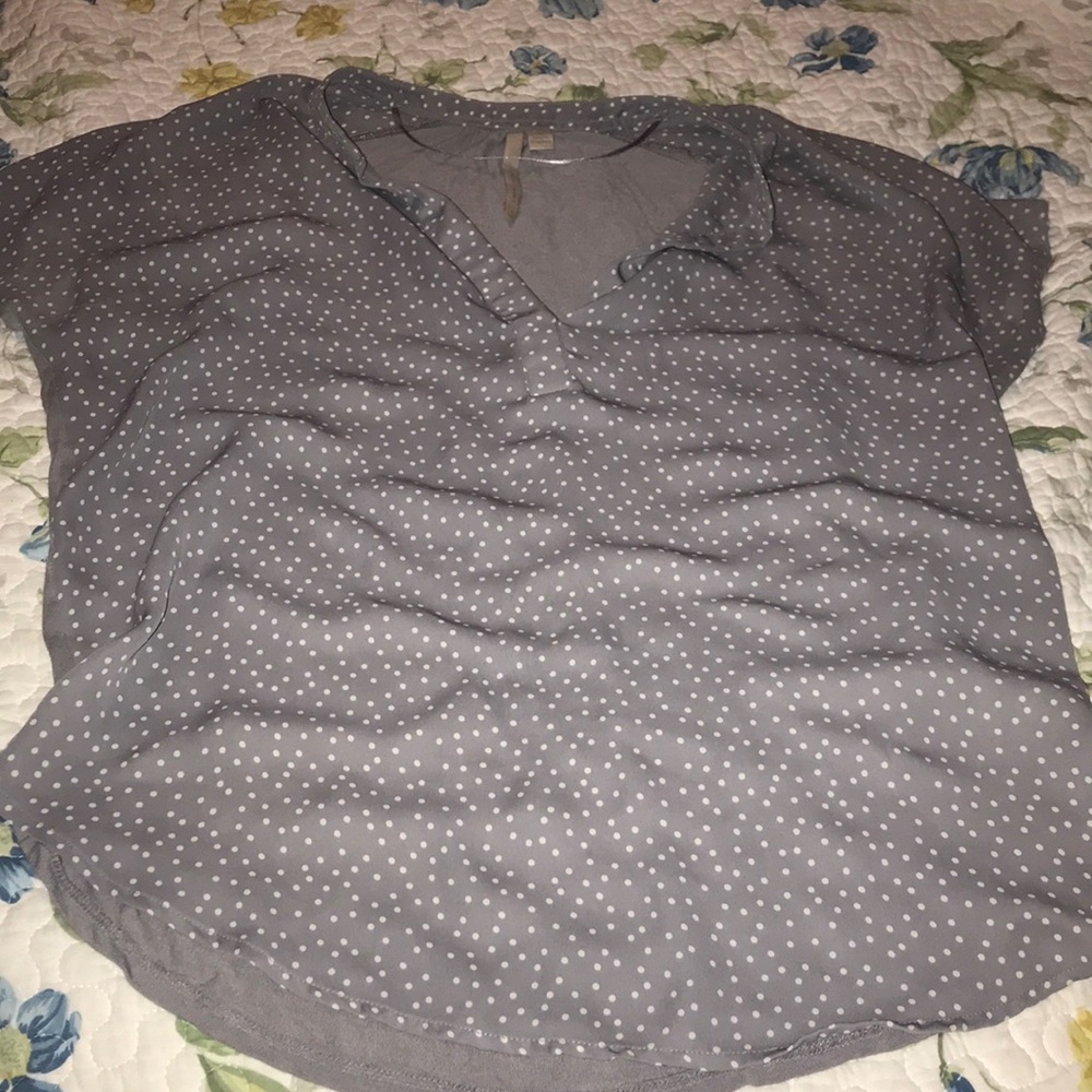Gray Polka Dot Blouse